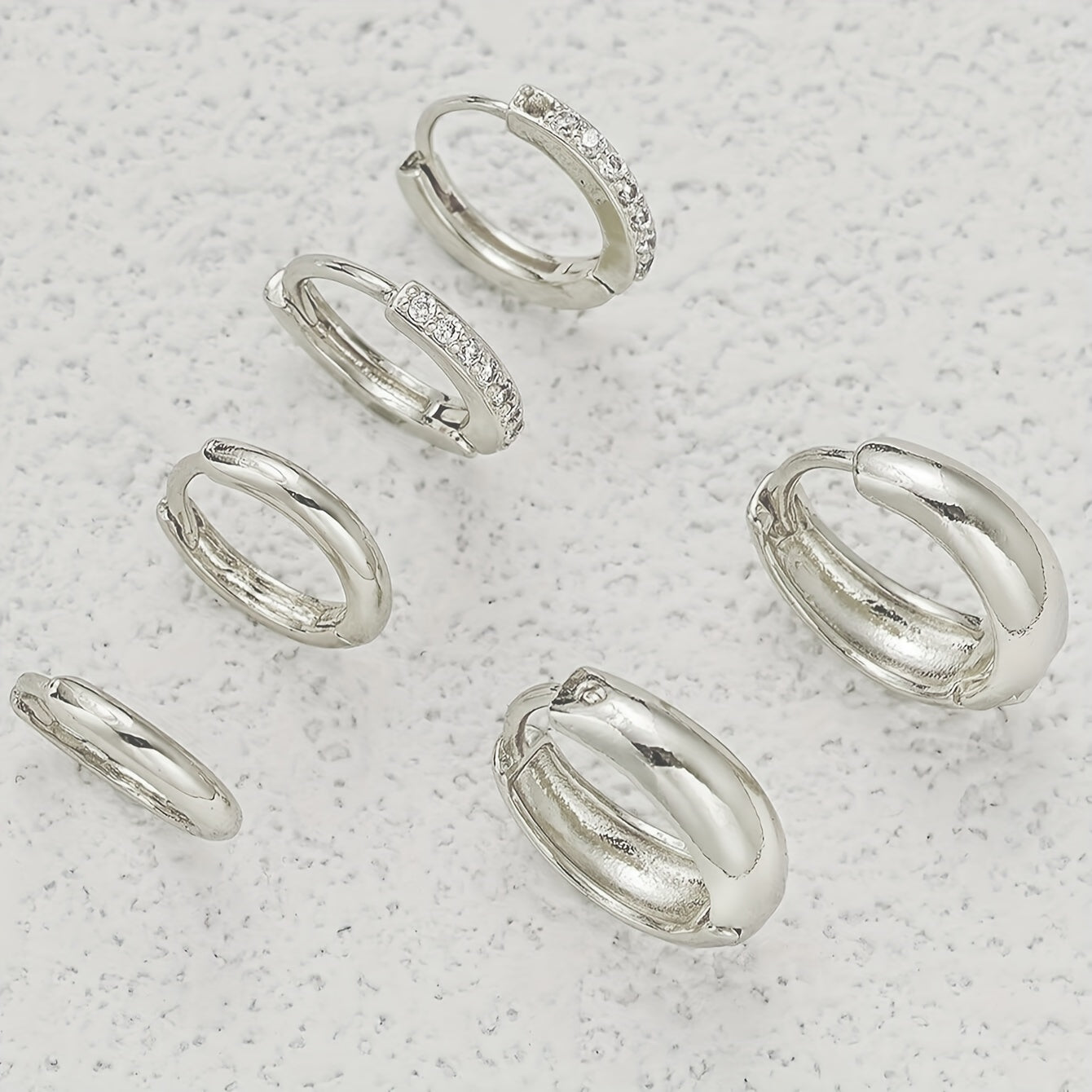 Elegant Zirconia Hoop Earrings Set