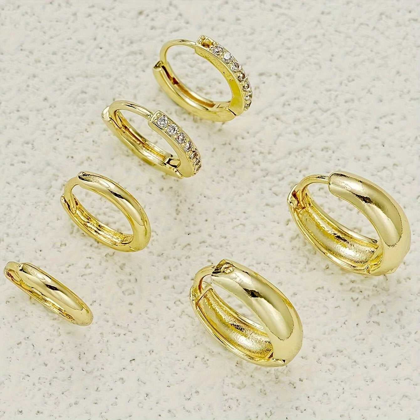 Elegant Zirconia Hoop Earrings Set