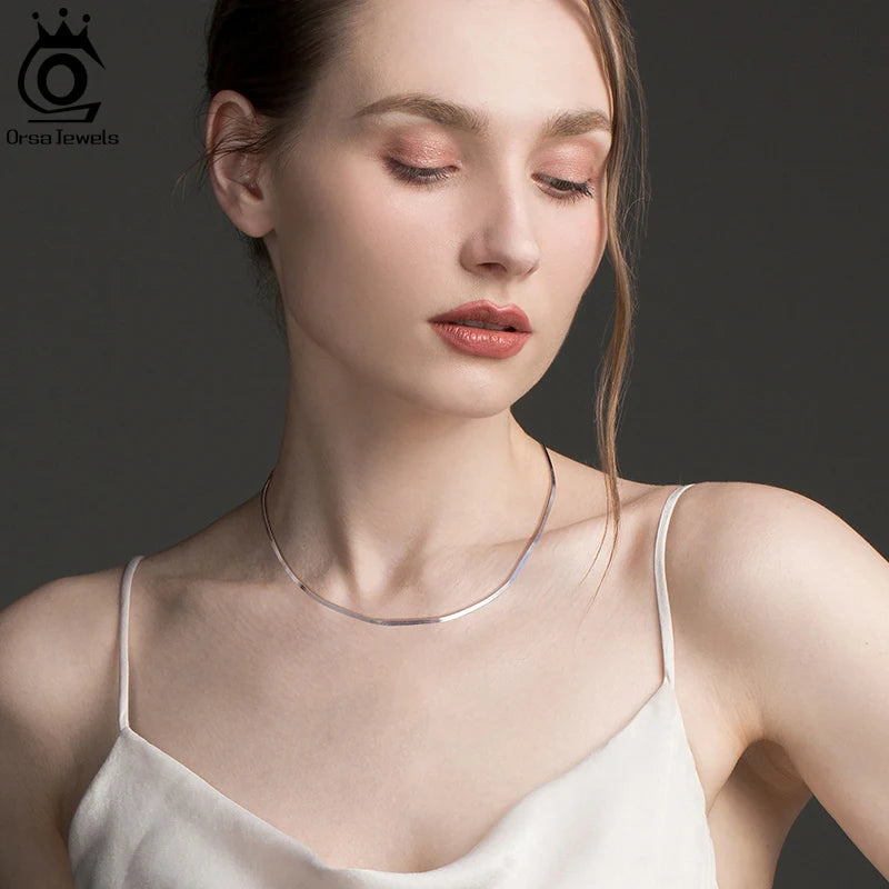 Flat Chain Herringbone Chain Necklace