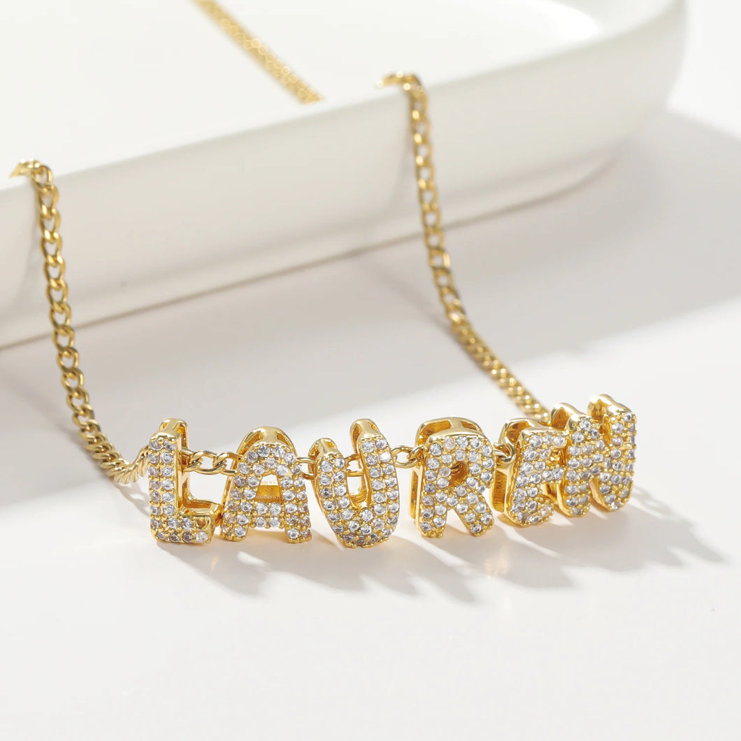 3D Bubble Letter Necklace custom