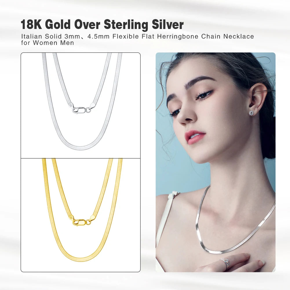 Flat Chain Herringbone Chain Necklace