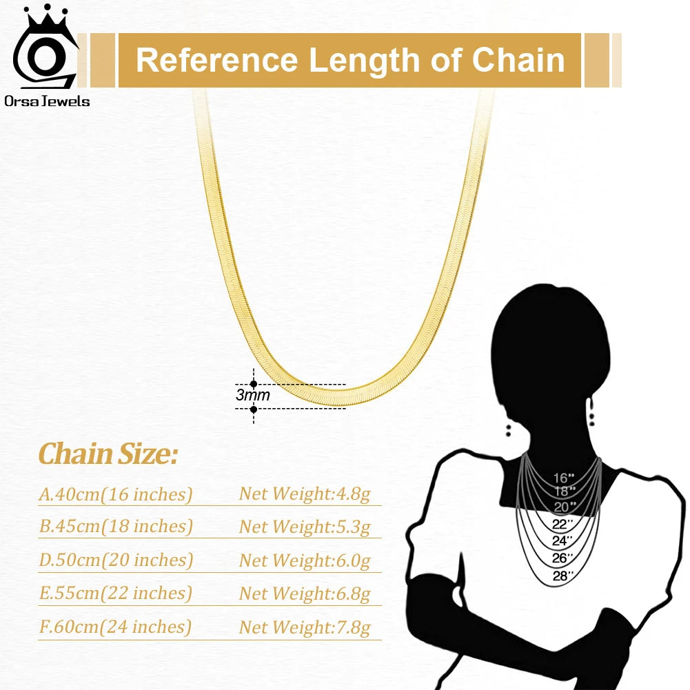 Flat Chain Herringbone Chain Necklace