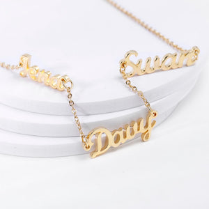 Customized Three Names Necklace gold Stainless Steel