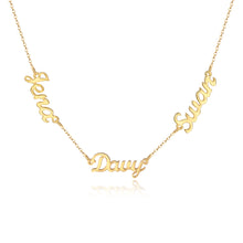 Load image into Gallery viewer, Customized Three Names Necklace gold Stainless Steel